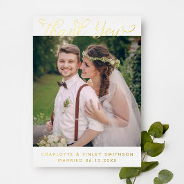 Minimal Script Chic Personalisiert Wedding Vielen  Folien Feiertagskarte