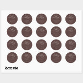 Minimal Script Chocolate Brown Wedding Runder Aufkleber (Blatt)