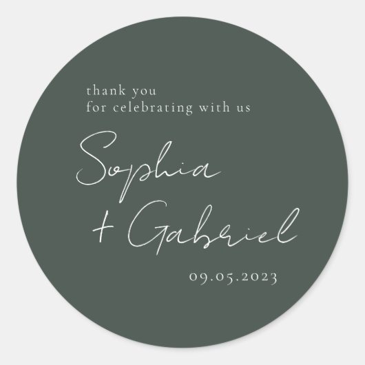 Minimal Script Classic Round Sticker (Vorderseite)