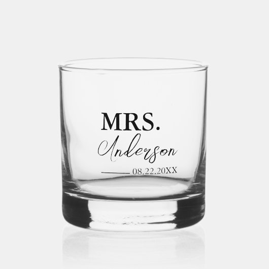 Minimal Script Custom Wedding Whiskey Glass Whiskyglas (Vorderseite)