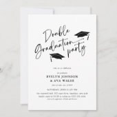 Minimal Script Double Graduation Party Einladung (Vorderseite)
