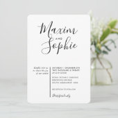 MINIMAL SCRIPT einfache moderne Hochzeit Schwarz-w Einladung (Stehend Vorderseite)