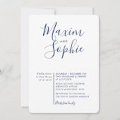 MINIMAL SCRIPT einfache moderne Hochzeitsnacht bla Einladung (Vorderseite)