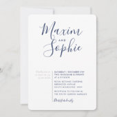 MINIMAL SCRIPT einfache moderne Hochzeitsnacht Sil Einladung (Vorderseite)