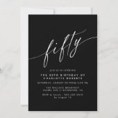 Minimal Script Elegant Modernes Schwarzes 50. Gebu Einladung (Vorderseite)