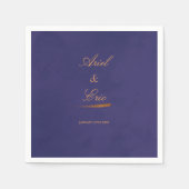 Minimal Script Emerald Lila und Gold Wedding Serviette (Vorderseite)