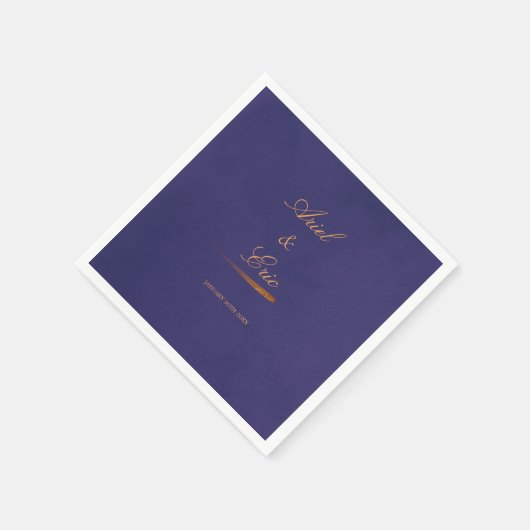 Minimal Script Emerald Lila und Gold Wedding Serviette (Ecke)