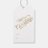 Minimal Script frohe Weihnachts Gold Foil Geschenkanhänger (Vorderseite)