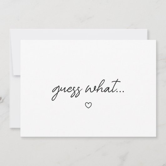 Minimal Script "Guess What" Baby Pregnancy Ankündigung (Vorderseite)