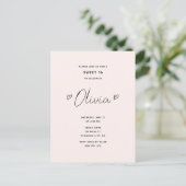 Minimal Script Heart Pink Sweet 16 Postkarte (Stehend Vorderseite)