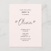 Minimal Script Heart Pink Sweet 16 Postkarte (Vorderseite)