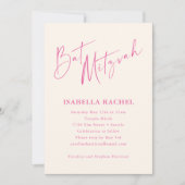Minimal Script Hot Pink Cream Modern Bat Mitzvah Einladung (Vorderseite)