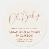 Minimal Script ivory Oh Baby Runder Aufkleber (Vorderseite)