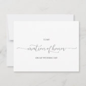 Minimal Script Matron of Honor Danke-Karte Einladung (Vorderseite)