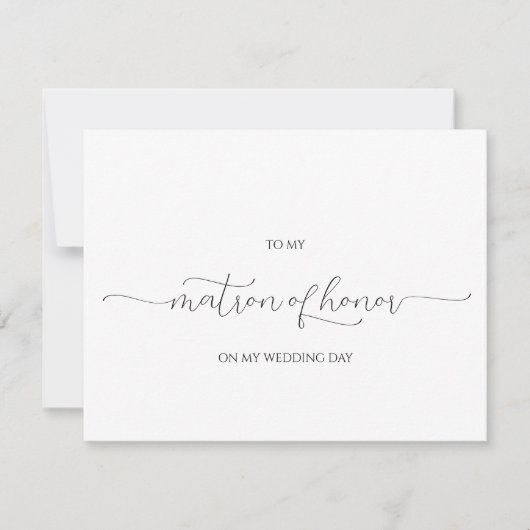 Minimal Script Matron of Honor Danke-Karte Einladung (Vorderseite)