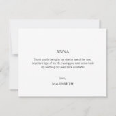 Minimal Script Matron of Honor Danke-Karte Einladung (Rückseite)