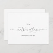 Minimal Script Matron of Honor Danke-Karte Einladung (Vorne/Hinten)