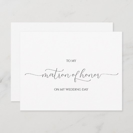 Minimal Script Matron of Honor Danke-Karte Einladung (Vorne/Hinten)