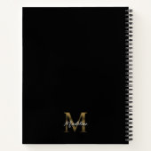 Minimal Script Metallic Black Gold Monogram Rezept Notizblock (Rückseite)