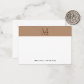 Minimal Script Metallic Taupe Gold Monogram Mitteilungskarte (Vorderseite/Rückseite Beispiel)