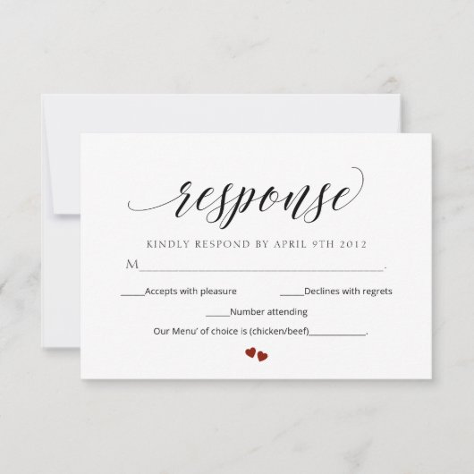 Minimal Script Moderne UAWG Wedding Response Card Einladung (Vorderseite)