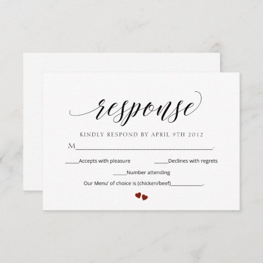 Minimal Script Moderne UAWG Wedding Response Card Einladung (Vorne/Hinten)