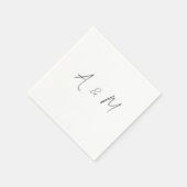Minimal Script Monogram Boho Wedding Schwarz-weiß Serviette (Ecke)