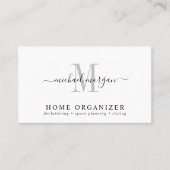 Minimal Script Monogram Home Organizer Visitenkarte (Vorderseite)