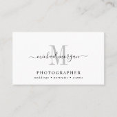 Minimal Script Monogram Photographer Visitenkarte (Vorderseite)