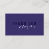 Minimal Script Navy Blue Dankeschön Logo Visitenkarte (Vorderseite)
