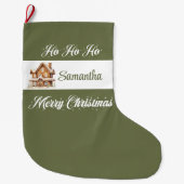Minimal Script Personalized Christmas Stocking Großer Weihnachtsstrumpf (Vorderseite)