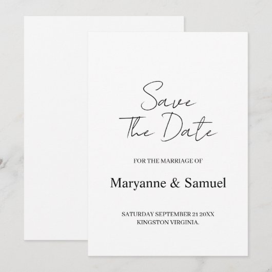 Minimal Script Photo Save the Date (Vorne/Hinten)