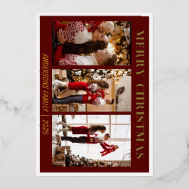 Minimal Script Red Merry Christmas Foil Karte