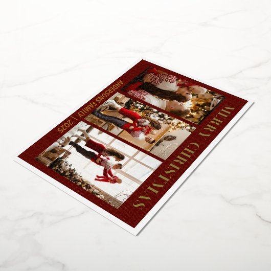 Minimal Script Red Merry Christmas Foil Karte (Gedreht)