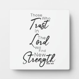 Minimal Script Schriftart Bible Verse Isaiah 40:31 Fotoplatte