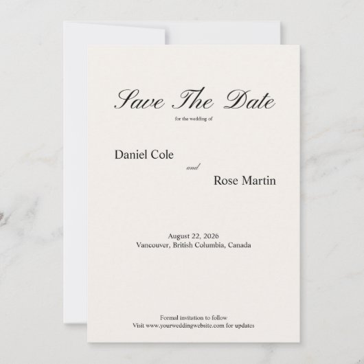 Minimal Script Soft Simple Wedding Save The Date (Vorderseite)