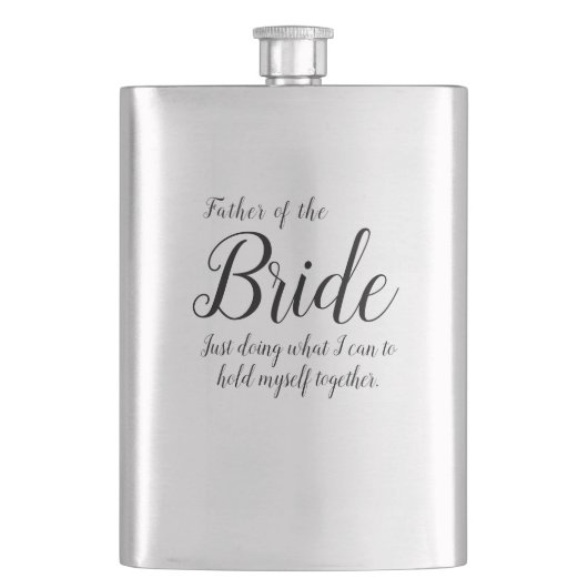 Minimal Script VATER DER BRIDE Hip Flask Flachmann (Vorderseite)