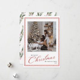 Minimal Script Vintage Merry Christmas Photo Feiertagskarte