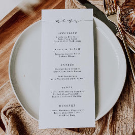Minimal Script Wedding Food Dinner Menu Card S105 Menükarte