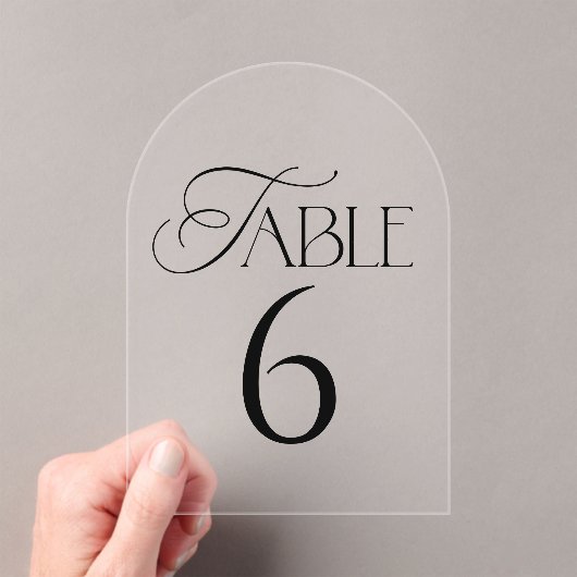 Minimal Script Wedding Table Number Acryleinladungen (Insitu (Handheld))