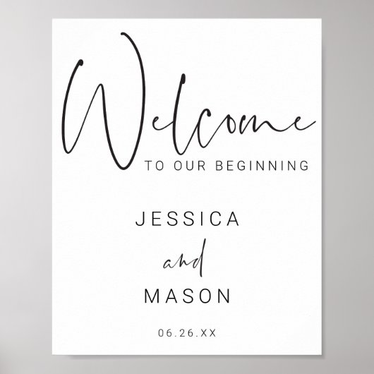 Minimal Script Wedding Welcome Sign Poster (Vorne)