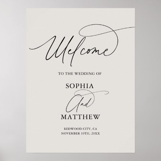 Minimal Script Welcome Wedding Poster (Vorne)