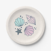 Minimal Seashell Birthday Paper Plate Pappteller (Vorderseite)