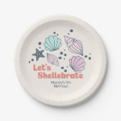 Minimal Seashell Birthday Paper Plate Pappteller (Vorderseite)