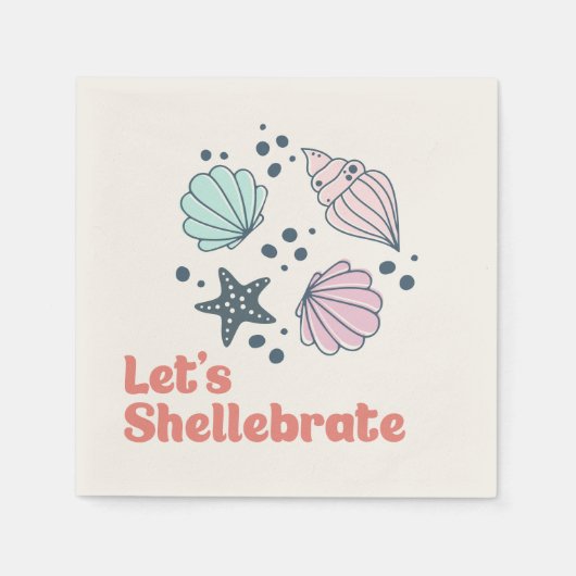 Minimal Seashell Birthday Serviette (Vorderseite)