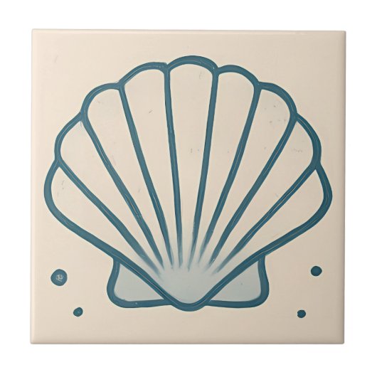 Minimal Seashell Ocean Art Tile Fliese (Vorderseite)