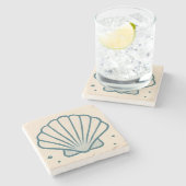 Minimal Seashell Ocean Art Tile Steinuntersetzer (Seitenansicht)