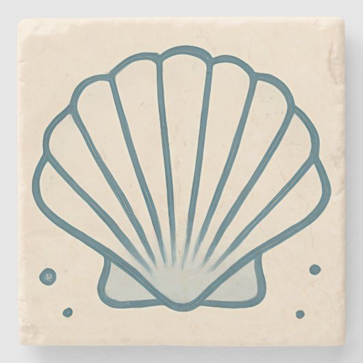 Minimal Seashell Ocean Art Tile Steinuntersetzer (Vorderseite)