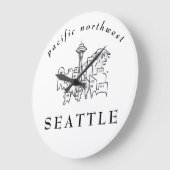 Minimal Seattle Skyline Kontur Pazifik Nordwesten Große Wanduhr (Winkel)
