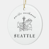 Minimal Seattle Skyline Kontur Pazifik Nordwesten Keramik Ornament (Links)